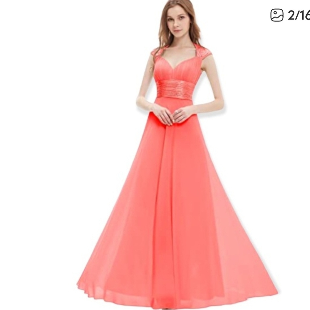 NWT Ever Pretty Coral Special Occasion Evening Gown Size 14